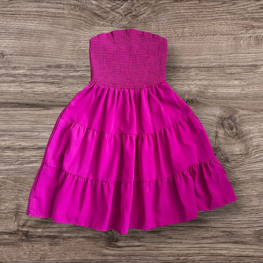 SHEIN Pink Smocked Tiered Mini Sundress Small - Picture 8 of 13